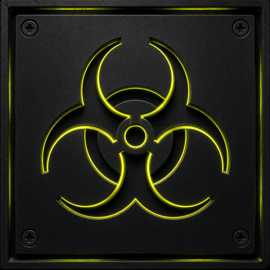 A machined biohazard plate
